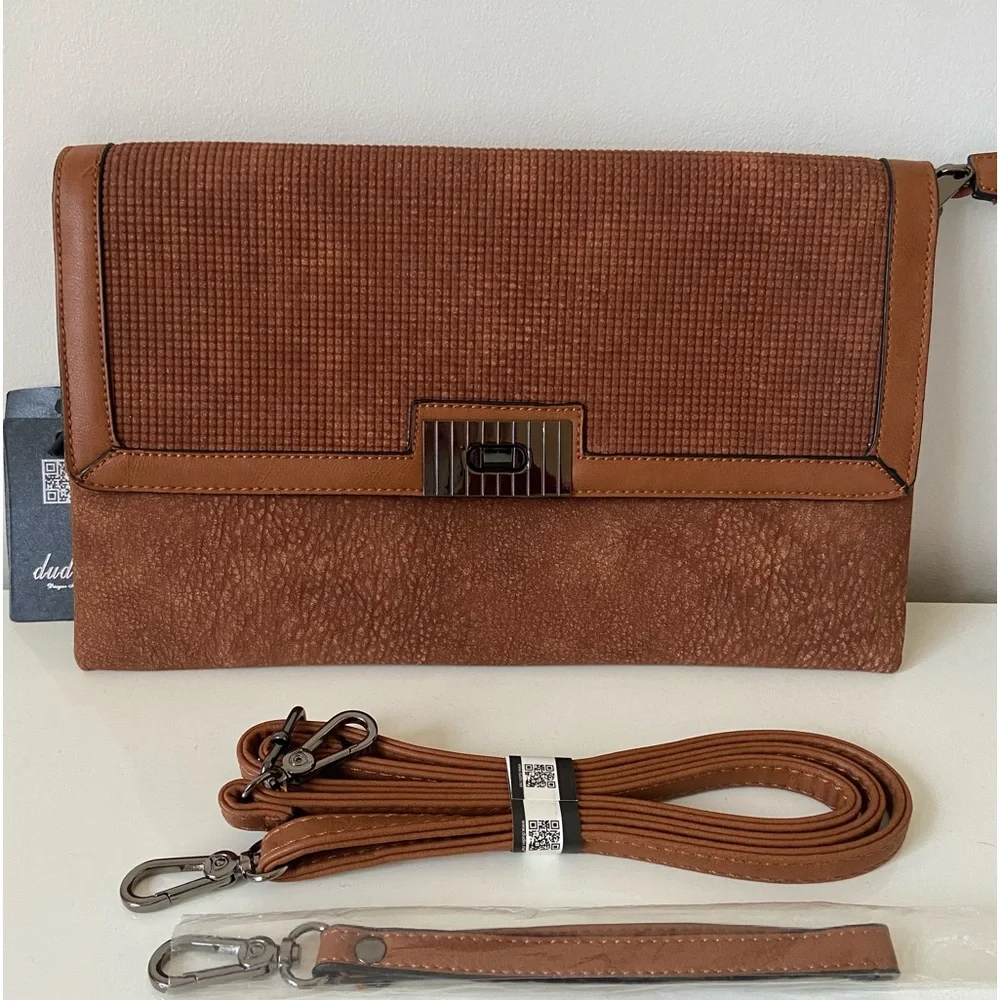 NWT  Dudlin Ladies Clutch/ Shoulder Bag Brown